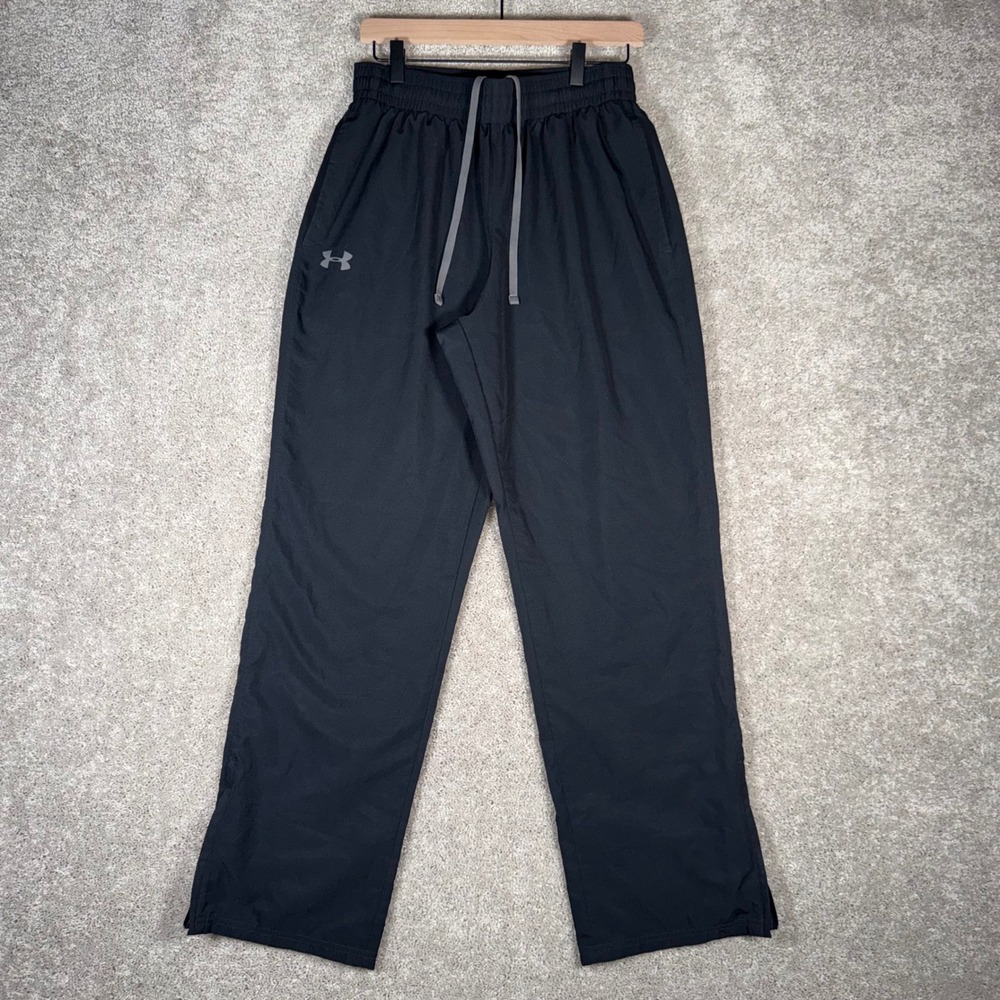 Under Armour Men's M Black Track Pants Elastic Waist Drawstring Ankle Zip